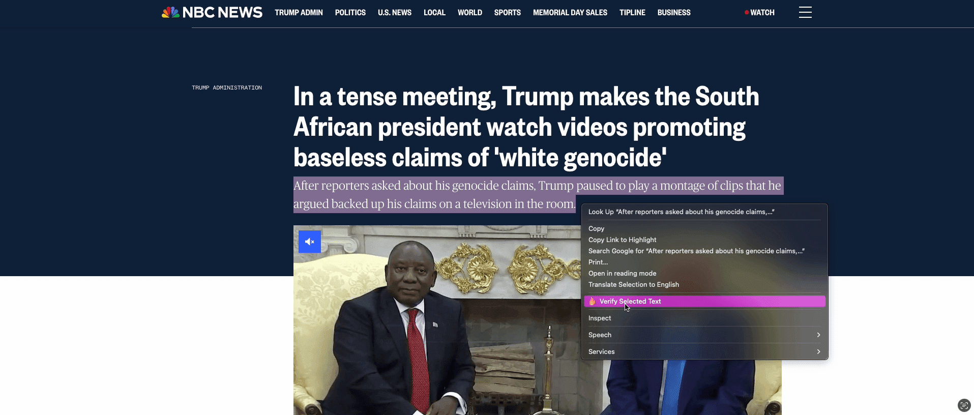 Example of browser extension usage